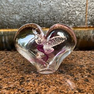 Crystal Heart Shape Art Glass Paperweight